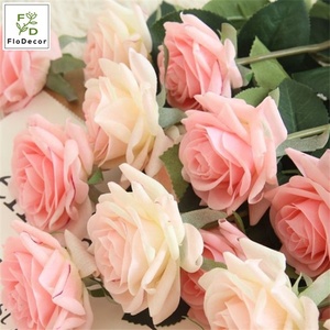 High Quality Artificial Silk Real Touch Rose Flowers Latex Coated Faux Wedding Party Birthday Decorative Flower Showroom