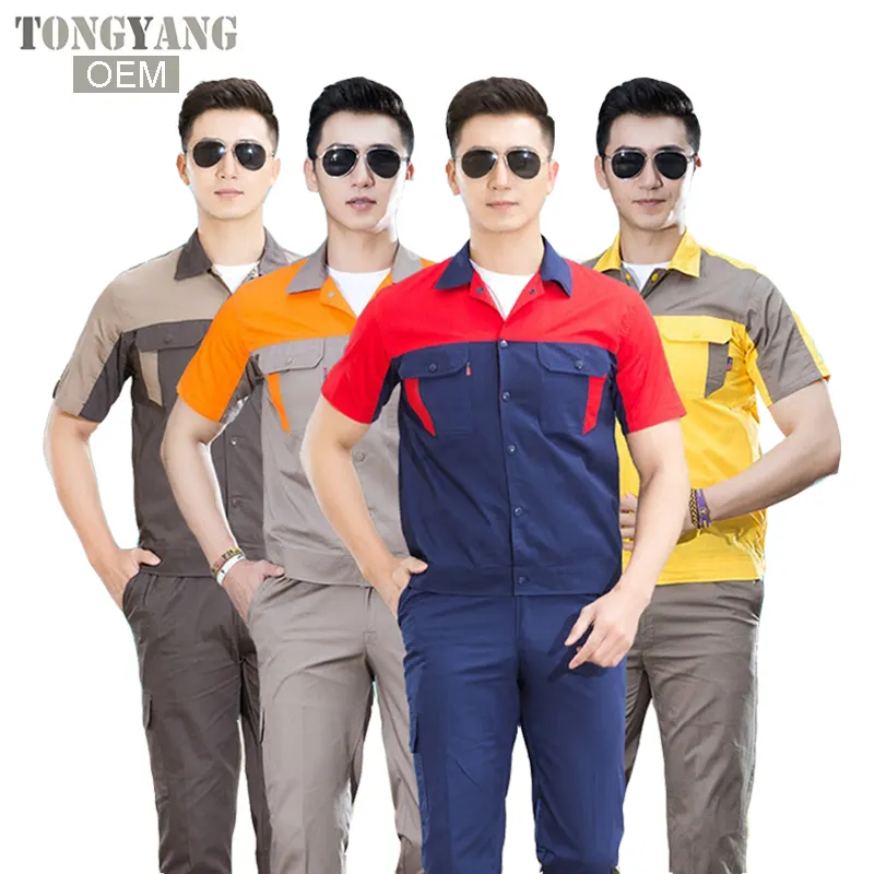 Tongyang Custom Uw Logo Katoen Korte Mouw Zomer Werken Kleding Fabriek Uniform Veiligheid Werkkleding