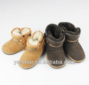 nuevo bebé niñas deinvierno la nieve negro marrón beige de piel de <span class=keywords><strong>oveja</strong></span> botas zapatostamaño 4 - Product Image 1