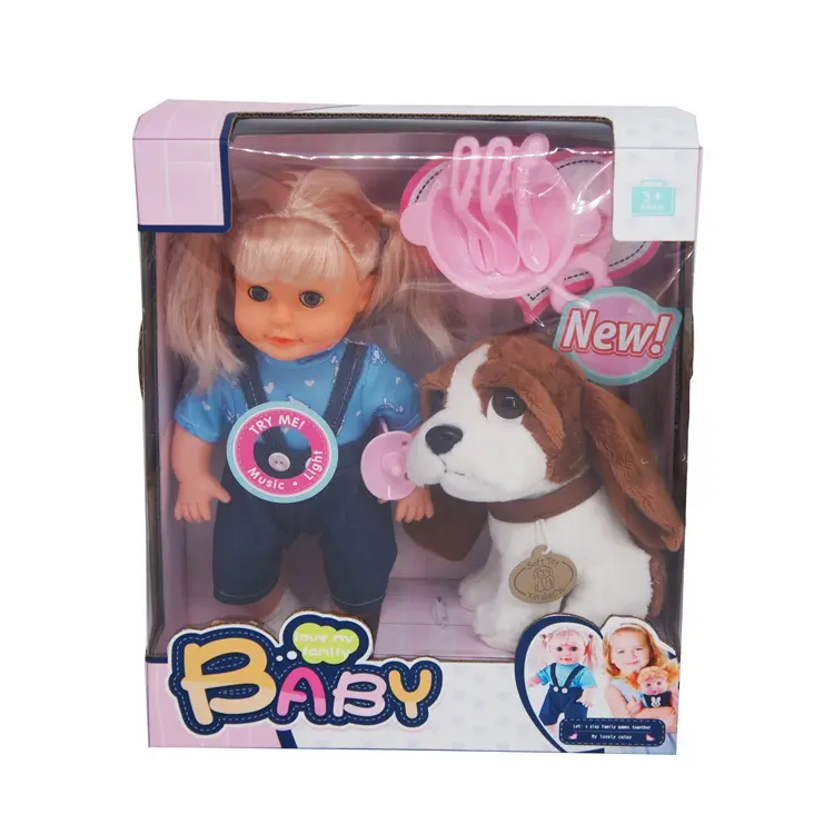 16 inch Plastic vinyl silicone reborn baby dolls toy with dog doll for kids