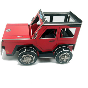 Red 3D model car laser cut wooden 3D jigsaw assembled kids puzzle games high quality China manufacturers