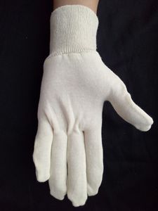 Guantes de algodón para la mano, Manoplas de protección de trabajo de algodón puro blanco, para muñeca de punto, nuevo diseño de China