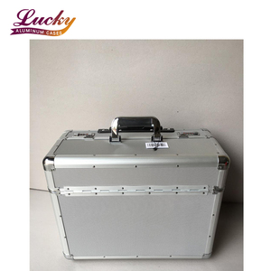 Bạc Nhôm <span class=keywords><strong>Pilot</strong></span> Trường Hợp Với Con Lăn Du Lịch Xe Đẩy Cứng Shell Cặp - Product Image 4