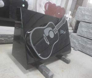 SH STONE Sonder anfertigung China Shanxi Black <span class=keywords><strong>Granite</strong></span> Gitarre Grabstein Grabstein Denkmal Gedenk stein - Product Image 5