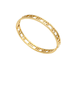 Fascino Dei Monili Dell'acciaio Inossidabile di 18k Placcato Oro di Titanio In Numeri Romani Braccialetto Del Braccialetto per Le Donne - Product Image 5