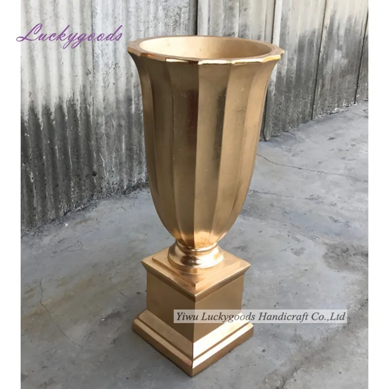 LG20180830-12 altın beyaz fiberglas zemin ayakta modern dekoratif zemin vazo satılık