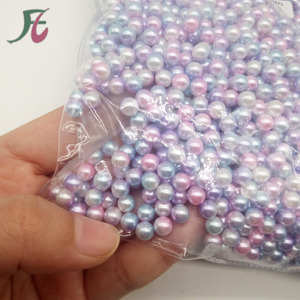 Wholesale Iridescent Gradient Color <strong>Pearl</strong> Beads <strong>Plastic</strong> ABS <strong>Full</strong> <strong>Round</strong> Loose <strong>Pearl</strong> Without Hole for Craft Decoration