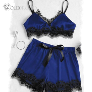 Lencería Sexy de Encaje Azul de Alta Calidad, Ecológica, para Mujer, Estilo Babydoll, con Medias Faldas - Product Image 4