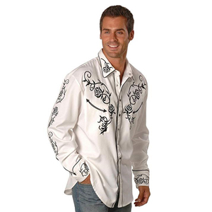Servicio OEM <span class=keywords><strong>Camisa</strong></span> <span class=keywords><strong>de</strong></span> <span class=keywords><strong>Hombre</strong></span> Estilo Occidental Vintage con Bordado Floral Más Vendida - Product Image 4