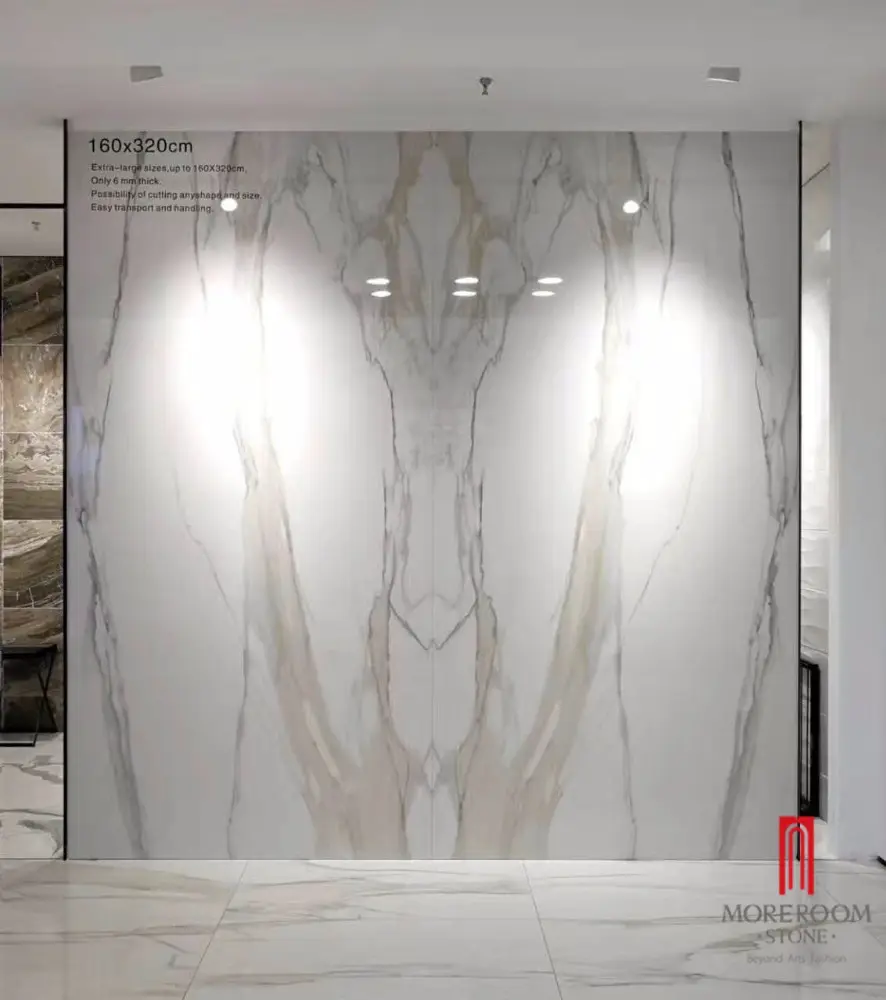 3200x1600 foshan grande formato Calacatta in ceramica ultra sottile piastrelle di marmo pavimenti in porcellana di grandi dimensioni