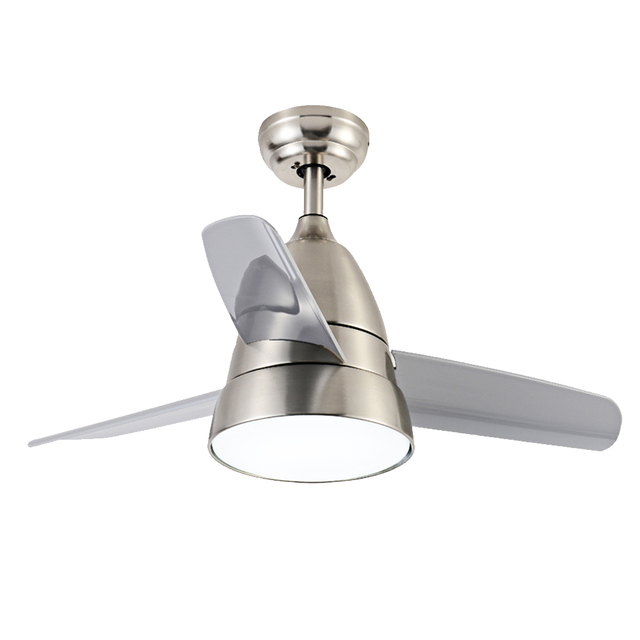 Modern Design Loft Style Chrome Metal Plastic Industrial Ceiling Fan With LED Light