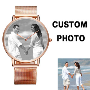 Cadran de montre personnalisé en acier inoxydable, bracelet en maille, montre-bracelet personnalisée en or rose, montre vierge, impression de logo par sublimation - Product Image 1