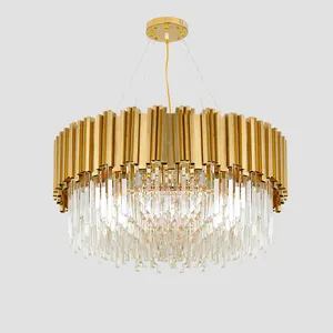 现代圆形大型奢华金色 E14 LED K9 水晶枝形吊灯