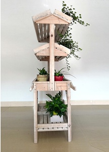 Étagère <span class=keywords><strong>de</strong></span> présentation en bois pour <span class=keywords><strong>pot</strong></span> <span class=keywords><strong>de</strong></span> fleurs, 3 niveaux, pour plantes, avec roulettes, 1 pièce - Product Image 2