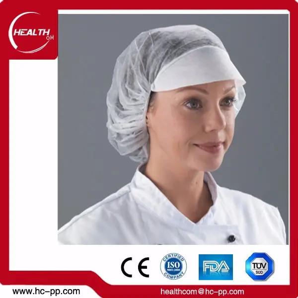 Descartáveis snood cap feito de pp não tecido, com pico e hairnet, protetor capa