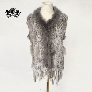 Warna Coklat alami Rajutan Nyata Bulu Rakun dan Kelinci Womens Rompi - Product Image 1