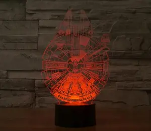 스타 워즈 밀레니엄 팔콘 3D 착시 LED 램프 야간 조명