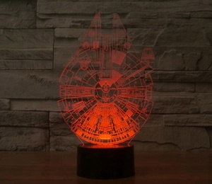 Star wars Millennium Falcon 3D Optik Illusion LED Lamba Gece Lambası