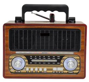 Kemai Kartu TF USB Nirkabel RETRO, Radio MD-1800BT Multifungsi Portabel Radio Kayu