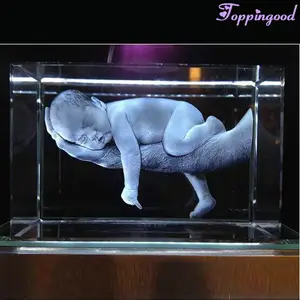 Quartz Crystal Cube 3D Laser Baby Voor Doop Souvenir