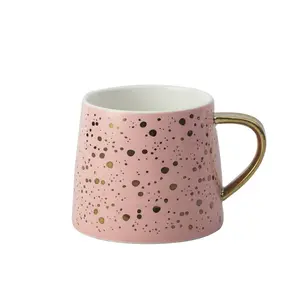 Gold Dots Mom Cup Pink Black White Ceramic Travel Coffee Mug Creative Gift For Boss Friends Couple Home Table Decorations
