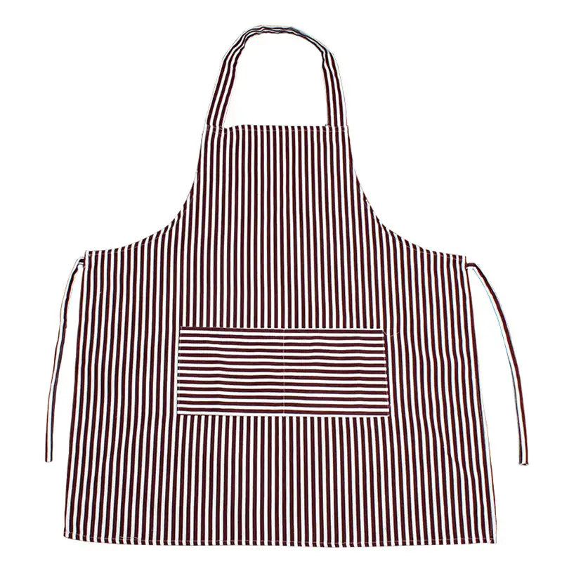 Anti-fouling kitchen overalls durable wear cooking men and women couples bibs home striped printed polyester cotton apron