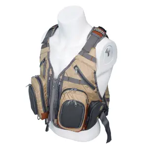 Hot Sales Wholesale Custom Quick-Dry Nylon Floating Flying Fishing Sleeveless Mesh Life Vest with Multi Pockets