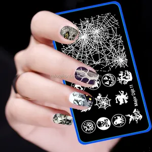 Halloween Theme Pumpkin Spider Funny Image Stamp Template Nail Art