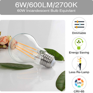 Warm Color E26 Medium Base Lamp 6W 2700k A19 Dimmable <strong>Vintage</strong> ST64 Filament Edison LED <strong>Bulb</strong> For Decorate Home Restaurant