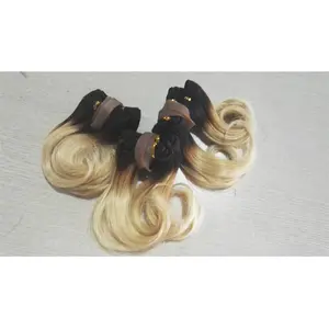 Wholesale 6 inch ombre short hair weave in stock black blonde hair extensions cheap ombre cuticle aligned hair extensions