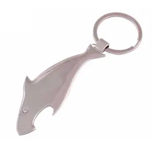 Custom metal shark shaped keychain laser logo bottle opener keychain