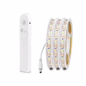 PIR Lampu Strip LED Baterai Sensor Gerak, Lampu Lemari Kabinet Tempat Tidur Anti Air 2835 5V USB Strip Lampu Latar TV