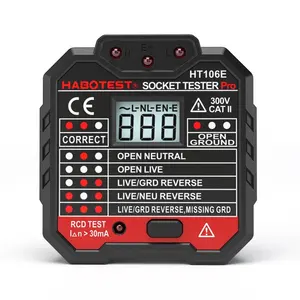 Lowhabotest — testeur de prise HT106, de ligne électrique, pour usage domestique et industriel avec écran lcd et test RCD avec EMC