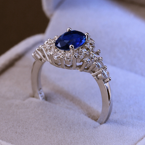CAOSHI 2025 nuovo Design blu zaffiro anelli di fidanzamento di lusso argento fiore Design gioielli anelli per le donne