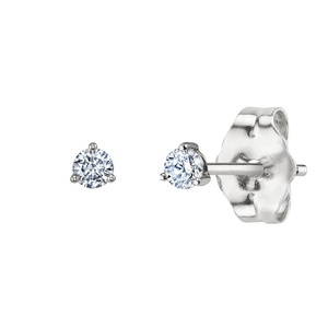 Elegant Simple Design Sterling Silver Single CZ Stone Stud Earring 925