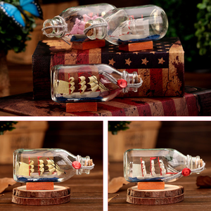 Mini Botella de Vidrio Estilo Mediterráneo con <span class=keywords><strong>Miniatura</strong></span> de Velero, Accesorios de Decoración para el Hogar - Product Image 2