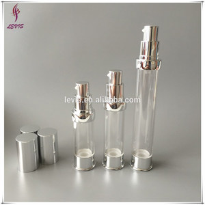 Plástico claro airless bomba de la loción con tapa de plata - Product Image 2