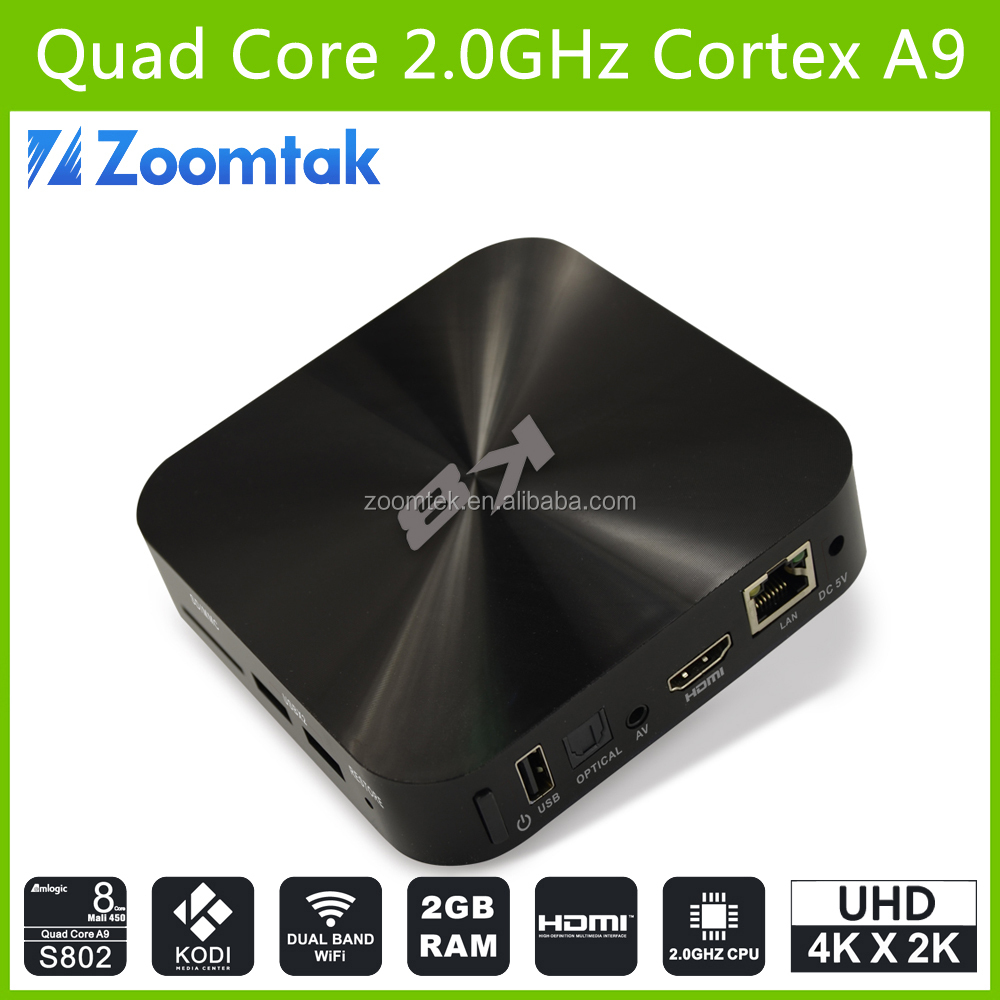 Amlogic S802 Quad Core KODI 15.1 smart tv caja android con 2 G RAM 8 G Flash