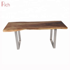 Industrial <strong>Large</strong> Walnut Wood Top Metal Legs Rectangle Dining <strong>Table</strong> Home Villa Apartment Kitchen Room Hotel Office Restaurant Use - Product Image 5