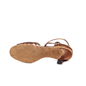 Chaussures de <span class=keywords><strong>danse</strong></span> latine en satin de soie pour femmes, souliers de bonne qualité, doux, 7 côtés noués, L353 - Product Image 4