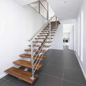Design de escada mono revestido em pó, design de escada com passos de madeira, escadas profissionais