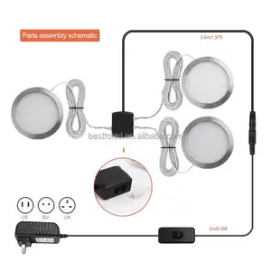 Luz Led ultradelgada para iluminación de muebles con control remoto, luz led ultradelgada para debajo del armario, 3W