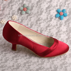 Chaussures en tissu <span class=keywords><strong>rouge</strong></span> vin à talons bas - Product Image 2