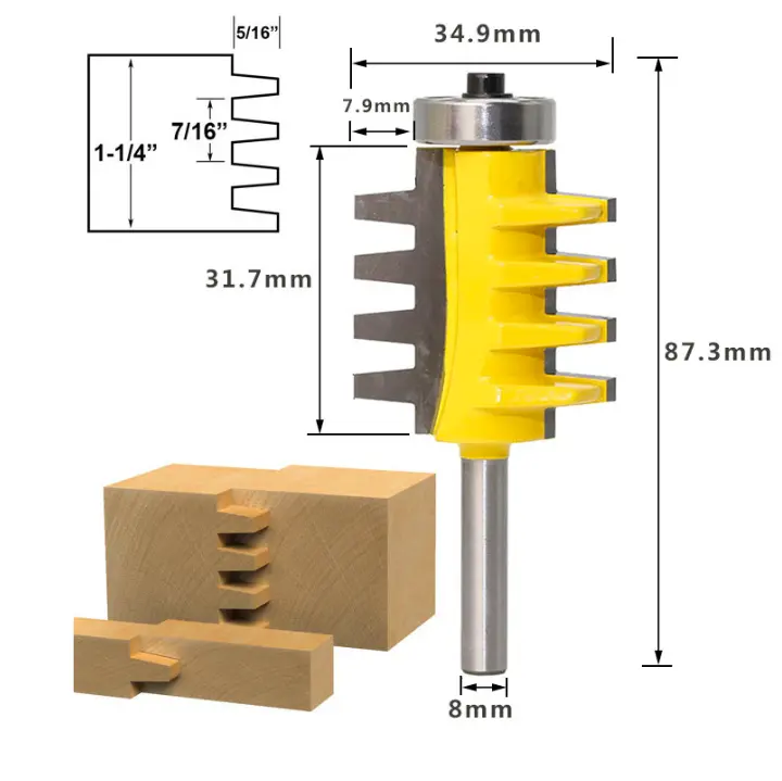 L-N148 1 पीसी 8mm टांग रेल और सूई उंगली संयुक्त गोंद रूटर बिट शंकु चूल लकड़ी कटर बिजली उपकरण