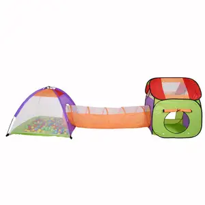 3-Piece Children Play Tent SetのSquare Cubby、Triangle CubbyとSpring-Pop Tunnel 200とボール