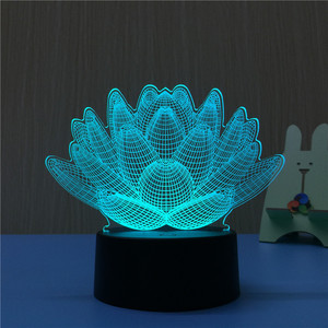 7 Màu Thay Đổi Cảm Ứng Lotus 3D Ánh Sáng Ban Đêm Đầy Màu Sắc Lập Thể Ảo Ảnh Ảo Ảnh Đèn <span class=keywords><strong>LED</strong></span> Đèn Trang Trí - Product Image 4