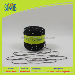 producto nuevo granos de poliéster <span class=keywords><strong>hilo</strong></span> de fantasía para de punto tejido de punto hilos negros con cuentas - Product Image 5