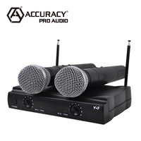 Precisión Pro Audio MA-V338 VHF los mejores micrófonos inalámbricos profesionales Karaoke micrófono de mano micrófono portátil de plástico Ce