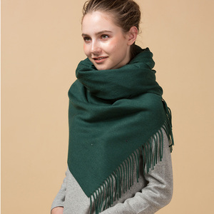 Runyang clothing factory top quality thick woven warm dark green cashmere scarf