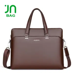 JIANUO wholesale men handbags men leather executive bags brown handbag men